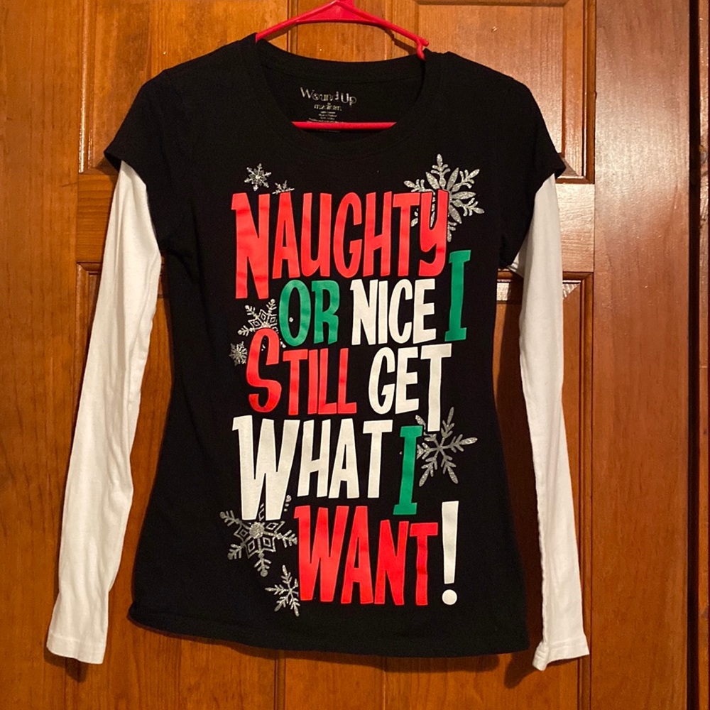 Wound Up Black Layered Long Sleeve Christmas Tee